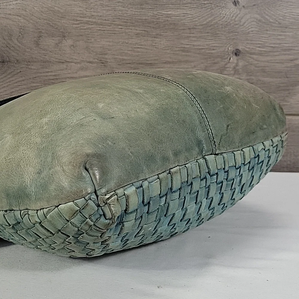 Vilenca Holland for Anthropologie Woven Leather Shoulder Bag in Sage Green